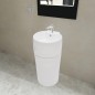 vidaXL Lavabo de pie redondo de cerámica hueco de grifo/desagüe blanco vidaXL Lavabo de pie redondo de cerámica hueco de grifo/desagüe blanco