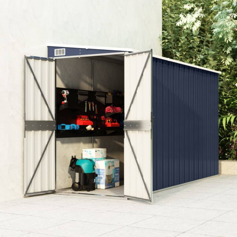 vidaXL Cobertizo de jardín de pared acero galvanizado 118x288x178 cm vidaXL Cobertizo de jardín de pared acero galvanizado 118x288x178 cm