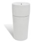 vidaXL Lavabo de pie redondo de cerámica hueco de grifo/desagüe blanco vidaXL Lavabo de pie redondo de cerámica hueco de grifo/desagüe blanco