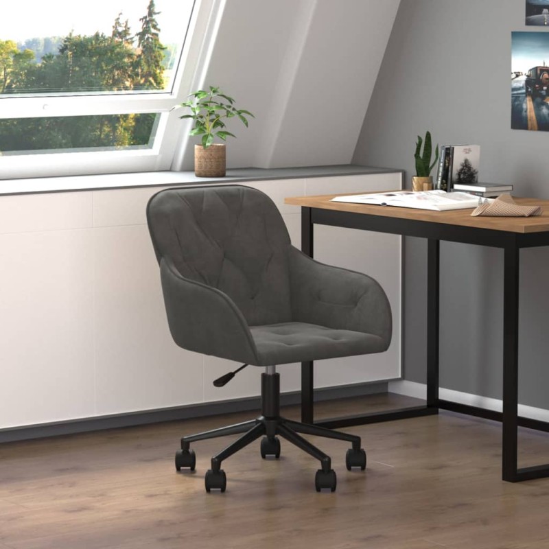 vidaXL Silla de oficina giratoria de terciopelo gris oscuro vidaXL Silla de oficina giratoria de terciopelo gris oscuro