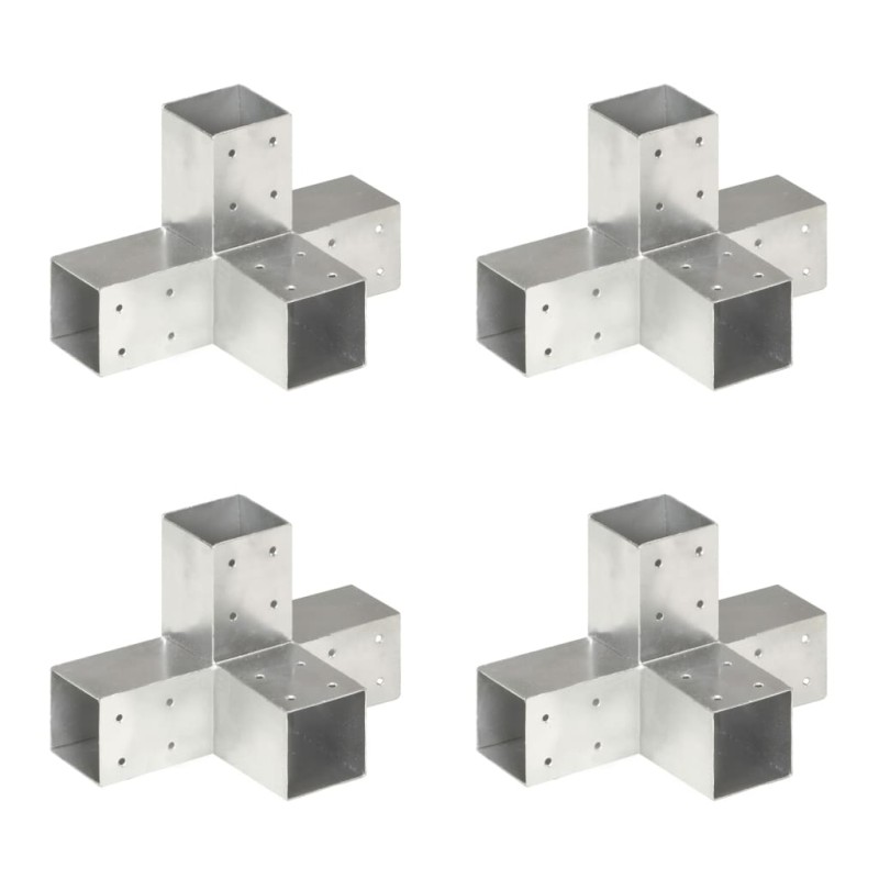 vidaXL Conectores de postes en X 4 uds metal galvanizado 71x71 mm vidaXL Conectores de postes en X 4 uds metal galvanizado 71x71 mm