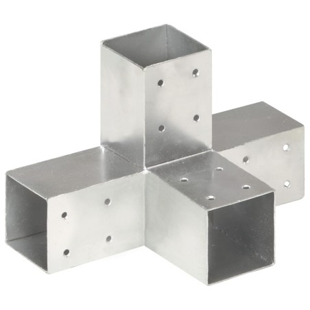 vidaXL Conectores de postes en X 4 uds metal galvanizado 71x71 mm