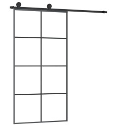 vidaXL Puerta corredera set herrajes vidrio ESG aluminio 102,5x205 cm