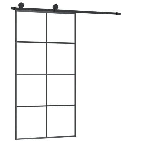 vidaXL Puerta corredera set herrajes vidrio ESG aluminio 102,5x205 cm