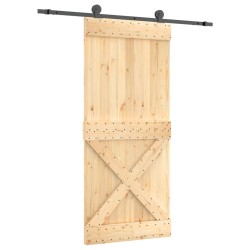 vidaXL Puerta corredera con herrajes madera maciza de pino 90x210 cm