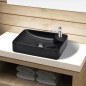 Lavabo de cerámica con agujero para grifo negro Lavabo de cerámica con agujero para grifo negro
