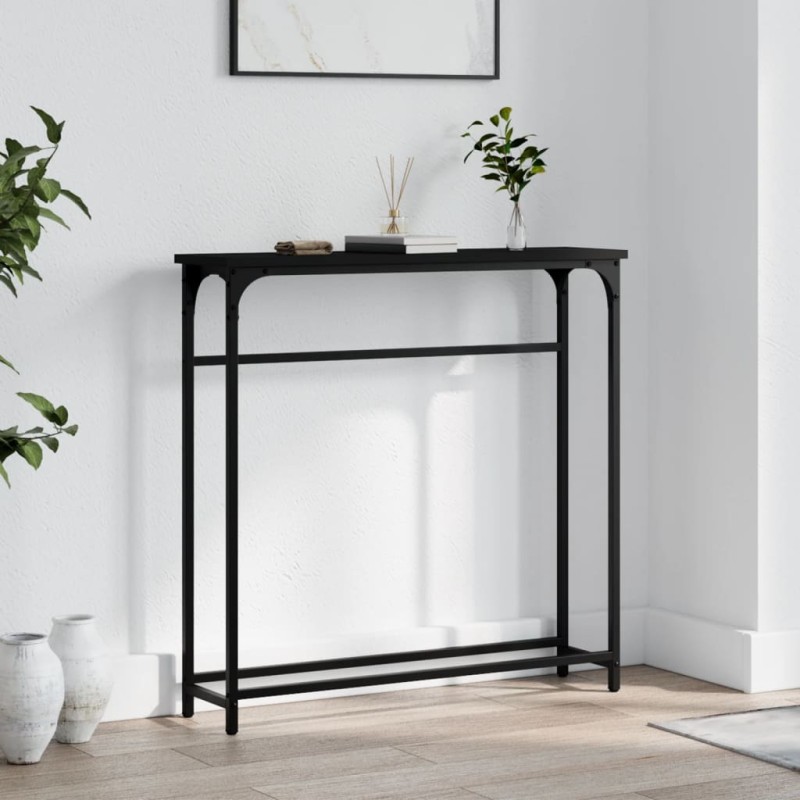 vidaXL Mesa consola madera de ingeniería negra 75x19,5x75 cm vidaXL Mesa consola madera de ingeniería negra 75x19,5x75 cm