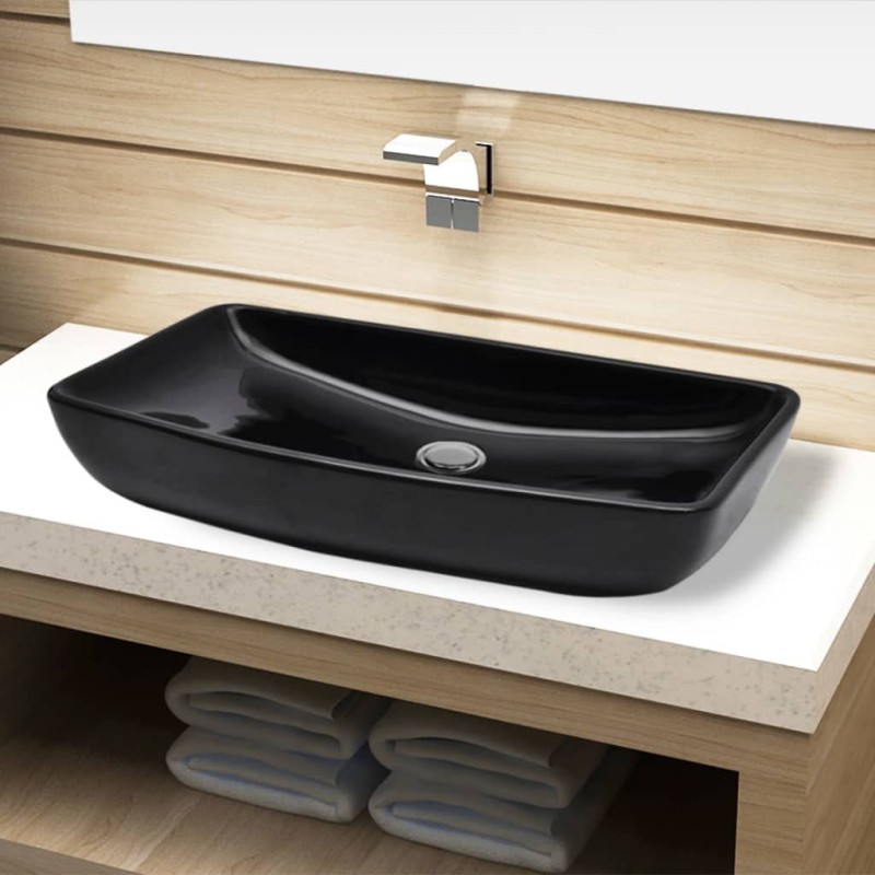 Lavabo de cerámica negro rectangular Lavabo de cerámica negro rectangular
