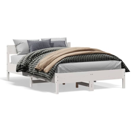 vidaXL Estructura de cama con cabecero madera pino blanco 160x200 cm
