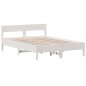 vidaXL Estructura de cama con cabecero madera pino blanco 160x200 cm