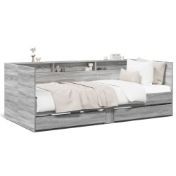 vidaXL Tumbona con cajones madera ingeniería gris Sonoma 100x200 cm