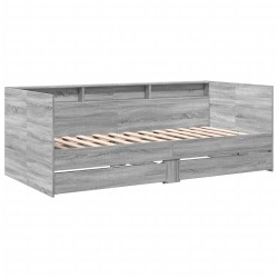 vidaXL Tumbona con cajones madera ingeniería gris Sonoma 100x200 cm
