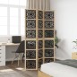 vidaXL Biombo separador 3 paneles madera maciza Paulownia marrón negro vidaXL Biombo separador 3 paneles madera maciza Paulownia marrón negro