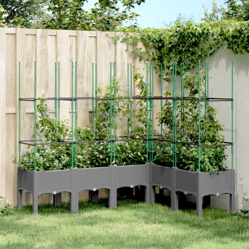 vidaXL Jardinera con enrejado PP gris claro 160x120x142,5 cm vidaXL Jardinera con enrejado PP gris claro 160x120x142,5 cm