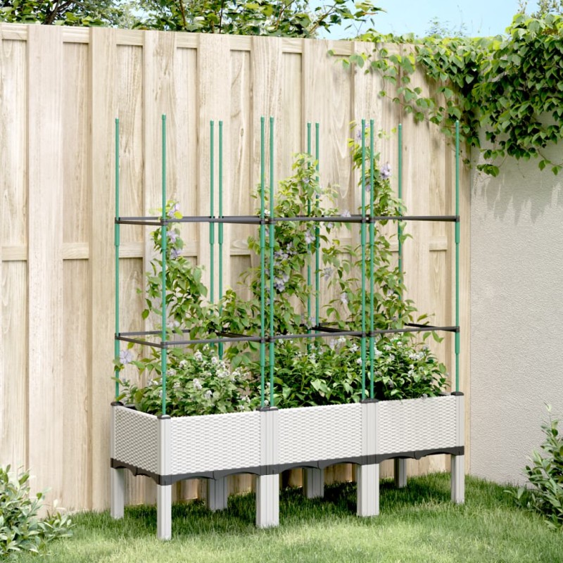 vidaXL Jardinera con enrejado PP blanco 120x40x142,5 cm vidaXL Jardinera con enrejado PP blanco 120x40x142,5 cm