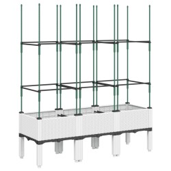 vidaXL Jardinera con enrejado PP blanco 120x40x142,5 cm