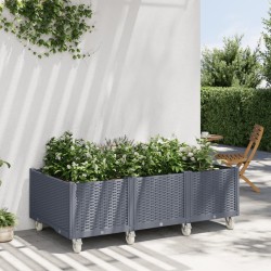 vidaXL Jardinera con ruedas PP gris 150x80x54 cm