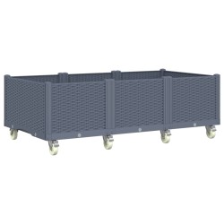 vidaXL Jardinera con ruedas PP gris 150x80x54 cm