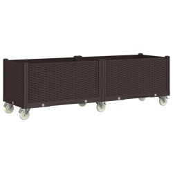 vidaXL Jardinera con ruedas PP marrón 160x50x54 cm