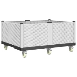 vidaXL Jardinera con ruedas PP blanco 100x80x54 cm