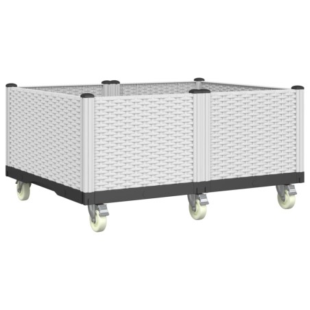 vidaXL Jardinera con ruedas PP blanco 100x80x54 cm