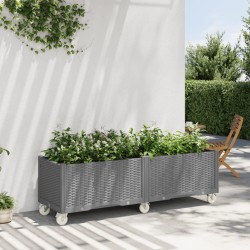 vidaXL Jardinera con ruedas PP gris claro 160x50x54 cm