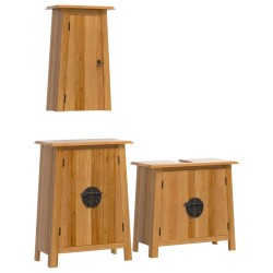 vidaXL Conjunto de muebles de baño 3 piezas madera maciza de pino