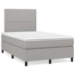vidaXL Cama box spring con colchón tela gris claro 120x190 cm