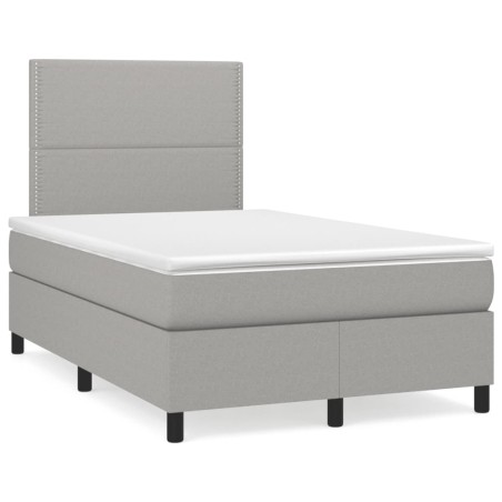 vidaXL Cama box spring con colchón tela gris claro 120x190 cm
