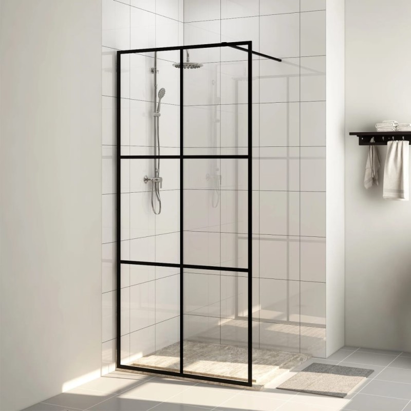 vidaXL Mampara ducha accesible vidrio ESG transparente negro 90x195 cm vidaXL Mampara ducha accesible vidrio ESG transparente negro 90x195 cm
