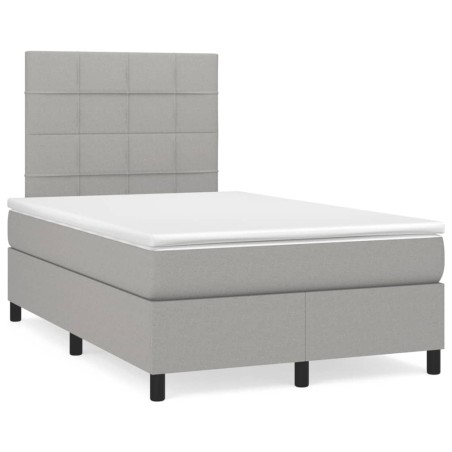 vidaXL Cama box spring con colchón tela gris claro 120x190 cm