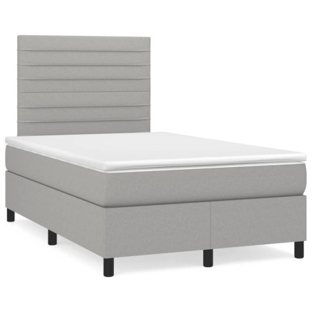 vidaXL Cama box spring con colchón tela gris claro 120x190 cm