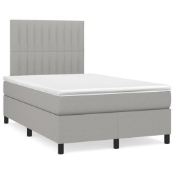 vidaXL Cama box spring con colchón tela gris claro 120x190 cm