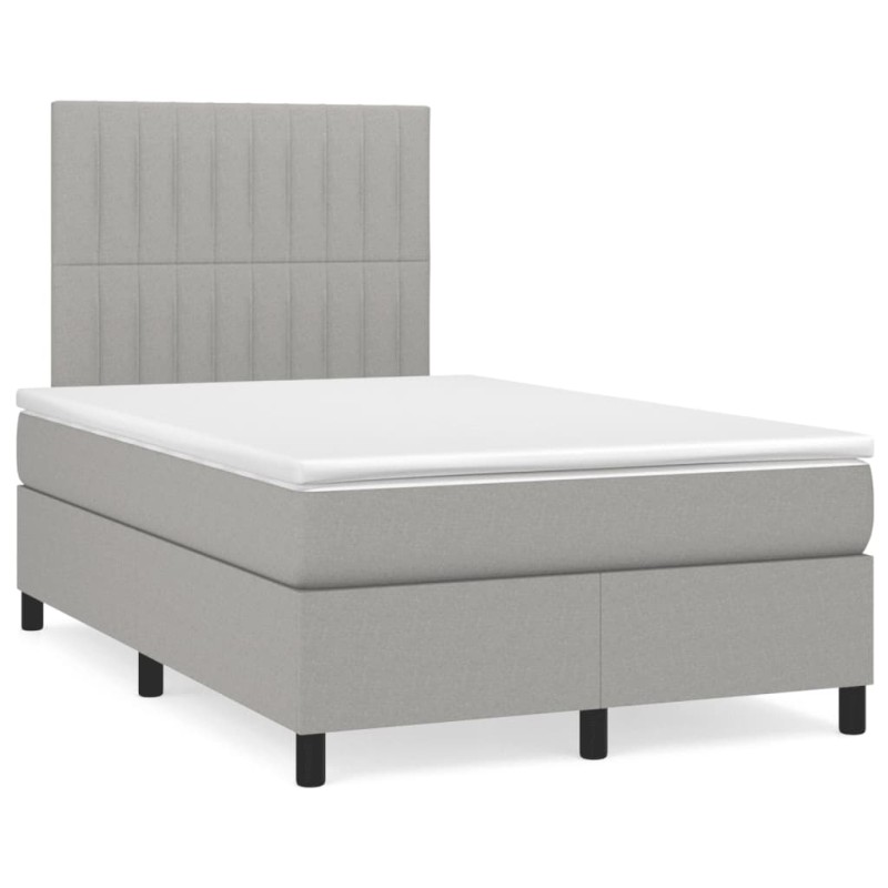 vidaXL Cama box spring con colchón tela gris claro 120x190 cm