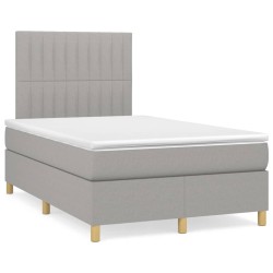 vidaXL Cama box spring con colchón tela gris claro 120x190 cm