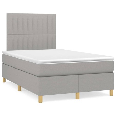 vidaXL Cama box spring con colchón tela gris claro 120x190 cm
