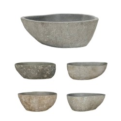 vidaXL Lavabo de piedra de río ovalado 37-46 cm 