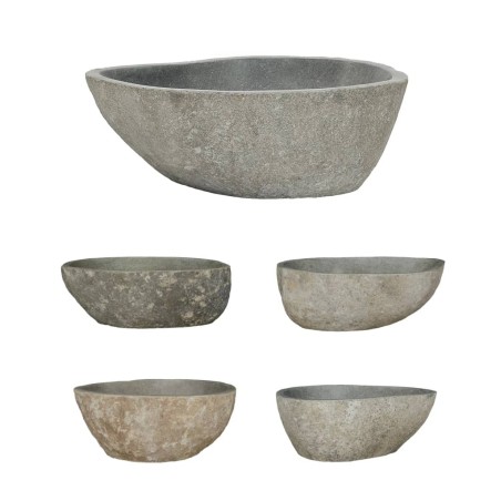 vidaXL Lavabo de piedra de río ovalado 37-46 cm 