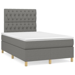 vidaXL Cama box spring con colchón tela gris oscuro 120x190 cm