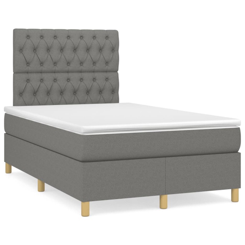 vidaXL Cama box spring con colchón tela gris oscuro 120x190 cm vidaXL Cama box spring con colchón tela gris oscuro 120x190 cm