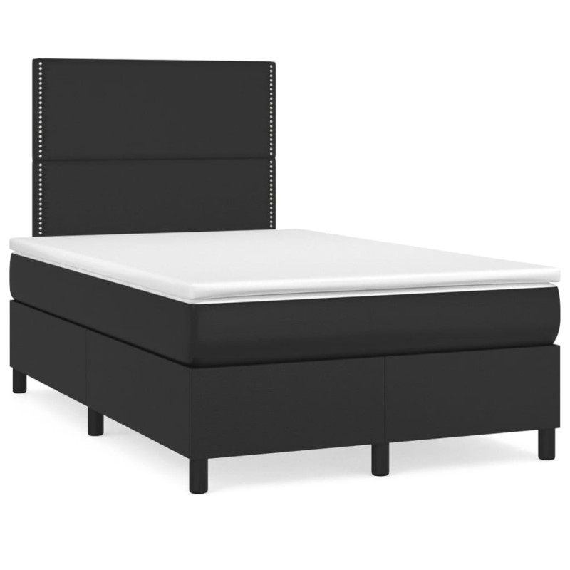 vidaXL Cama box spring con colchón cuero sintético negro 120x190 cm