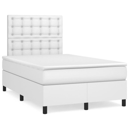 vidaXL Cama box spring con colchón cuero sintético blanco 120x190 cm