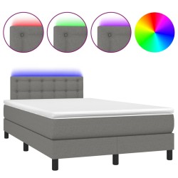 vidaXL Cama box spring con colchón y LED tela marrón oscuro 120x190 cm