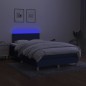 vidaXL Cama box spring con colchón y luces LED tela azul 120x190 cm vidaXL Cama box spring con colchón y luces LED tela azul 120x190 cm