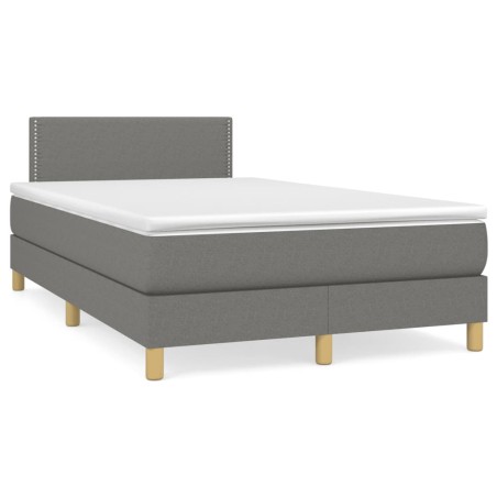 vidaXL Cama box spring con colchón y LED tela marrón oscuro 120x190 cm