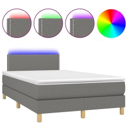 vidaXL Cama box spring con colchón y LED tela marrón oscuro 120x190 cm