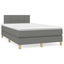 vidaXL Cama box spring con colchón y LED tela marrón oscuro 120x190 cm