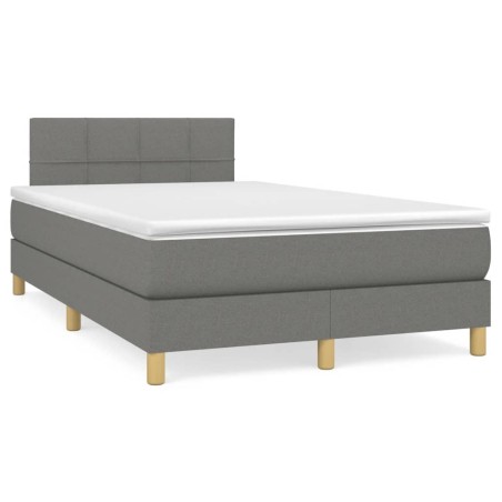 vidaXL Cama box spring con colchón y LED tela marrón oscuro 120x190 cm