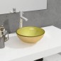 vidaXL Lavabo de vidrio templado dorado 30x12 cm vidaXL Lavabo de vidrio templado dorado 30x12 cm