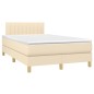 vidaXL Cama box spring con colchón tela color crema 120x190 cm